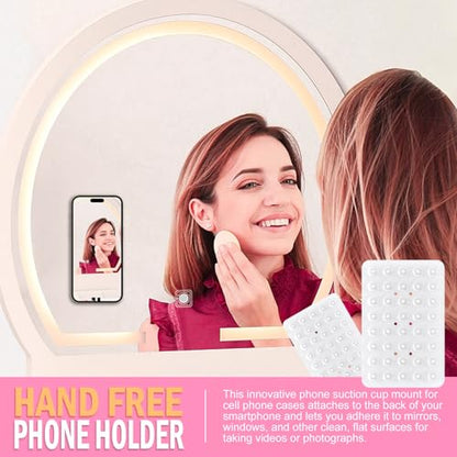 Double Sided Silicone Suction Phone Holder Mount, Silicon Accessory for iPhone and Android, Hands-Free Mirror Shower Phone Holder, TikTok Videos and Selfies (Light Pink+Transparent) - color: Light Pink+Transparent