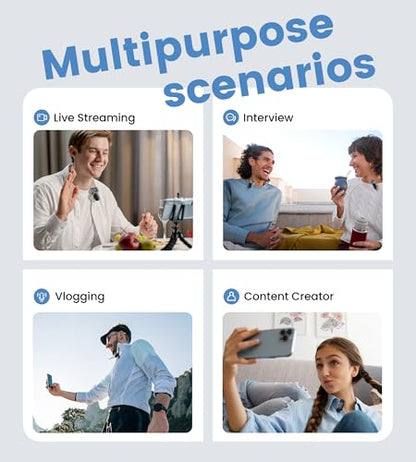 Mini Wireless Lavalier Microphone for iPhone/Android/PC with USB-C Plug, Noise Reduction, 25H Battery Life with Charging Case, Plug & Play, Tiny Mics for Vlogging & Podcast