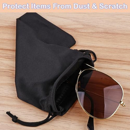Hoiny 6 Pcs Microfiber Glasses Sunglasses Pouch with 2 Cleaning Cloths, Soft Drawstring Storage Bag for Phone, Eyeglass Case - color: Multi Color