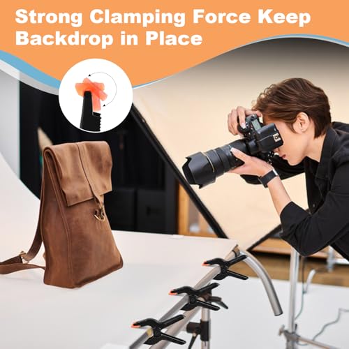 10 Pcs Spring Clamps, PureGuard 4.5 Inch Plastic Balloon Arch Clips Clamps Heavy Duty for Arch Backdrop Stand Woodworking Photography Crafts Decoration, Black