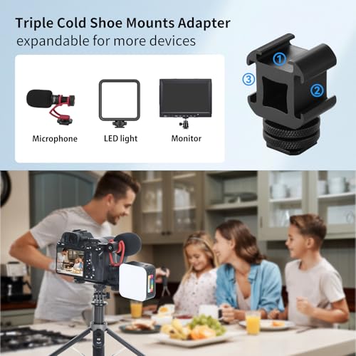 UTEBIT Pocket 3 Phone Holder Mount, Pocket 3 Accessories Cell Phone Mount with 1/4" Threads Screw and Extension Rod Compatible with DJI Osmo Pocket 3, Cold Shoe Used Tripod Selfie Stick, Black