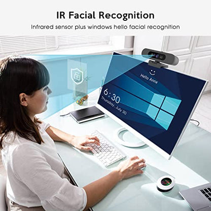 TOALLIN 1080P Webcam for Windows Hello Face Login, IR Facial Recognition, Windows Hello Compatible Webcam with Microphone, Computer Camera, Wide Angle View USB Web Camera with Privacy Cover - style: 1080P Webcam with Windows Hello