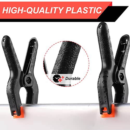 4 Pack Spring Clamps, 6inch Plastic Clips, Backdrop Clips, Big Clamps Heavy Duty, Spring Clips for Crafts, Backdrop Stand, Woodworking, Photography Studios (Black) - size: 4 Pack,6inch