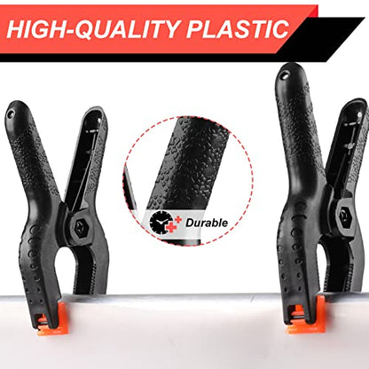 4 Pack Spring Clamps, 6inch Plastic Clips, Backdrop Clips, Big Clamps Heavy Duty, Spring Clips for Crafts, Backdrop Stand, Woodworking, Photography Studios (Black) - size: 4 Pack,6inch