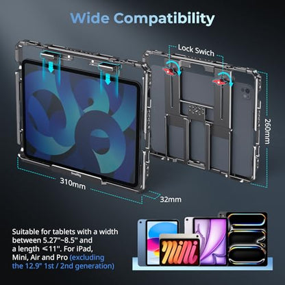 SMALLRIG Universal Metal Cage for iPad, Tripod Mount Adapter Monitor Fits for iPad Pro 12.9, Air, Mini and More, with 1/4"-20, 3/8"-16 Holes, Cold Shoe Mount - MD5059