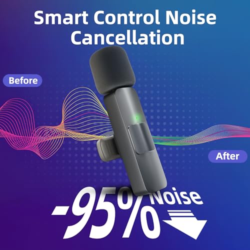 Wireless Lavalier Microphone for iPhone, iPad - mini Microphone Bluetooth Lapel Mic for Video Recording Tiny Clip on Phone Mic for Podcast Camera Vlogging YouTube Tiktok - style: Black Wireless Lavalier Microphone