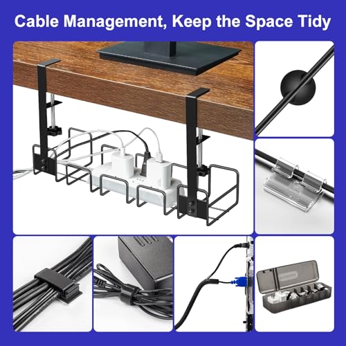 OneLeaf Under Desk Cable Management Tray - No Drill Wire Management Rack for Office, Computer Desk Accessories with Cable Organization - size: 1 Pack - Medium