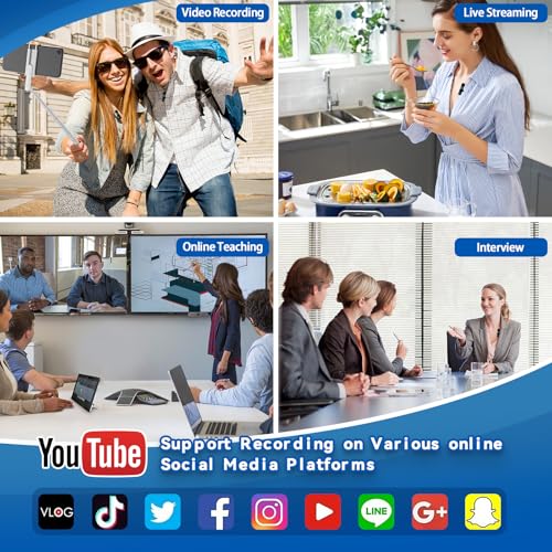 4 in 1 Mini Microphone Wireless Lavalier Microphone for iPhone Android Computer Laptop Camera USB-C,2.4G Ultra-Low Delay,Noise Reduction,Double Lapel Microphone for YouTube TikTok Vlog