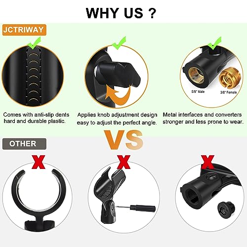 4 Pcs Universal Microphone Clip, Adjustable Mic Clip Holder for Mic Stand，Come with 5/8" Male to 3/8" Female Screw Adapter - size: 4_Pack
