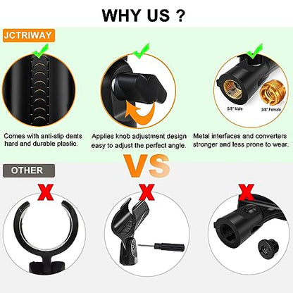 4 Pcs Universal Microphone Clip, Adjustable Mic Clip Holder for Mic Stand，Come with 5/8" Male to 3/8" Female Screw Adapter - size: 4_Pack