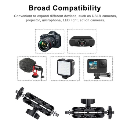 Camera Clamp Mount C Clamp with 1/4'' Screw Magic Arm - Perfect for Cameras, LED Video Lights, Monitors, Flash, Desk, Microphone, Action Camera