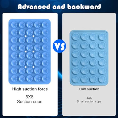 Double Sided Silicone Suction Phone Holder Mount, Silicon Accessory for iPhone and Android, Hands-Free Mirror Shower Phone Holder, TikTok Videos and Selfies (Blue+Rose Red) - color: Blue+Rose Red