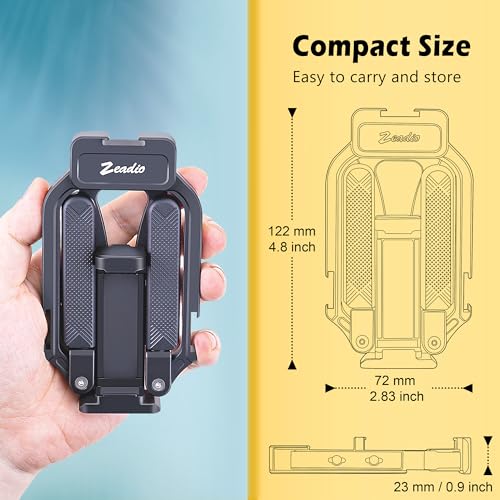 Zeadio Aluminum Smartphone Stabilizer Grip, Foldable Cellphone Video Rig, Filmmaking Vlogging Case, Phone Stabilizer Tripod Mount for All iPhone and Android Smartphones