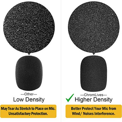 8 Pack Microphone Cover, ChromLives Mic Windscreen Foam Cover, Handheld Sponge Wind Foam for Most Standard Microphones, Black - color: 8 Pack