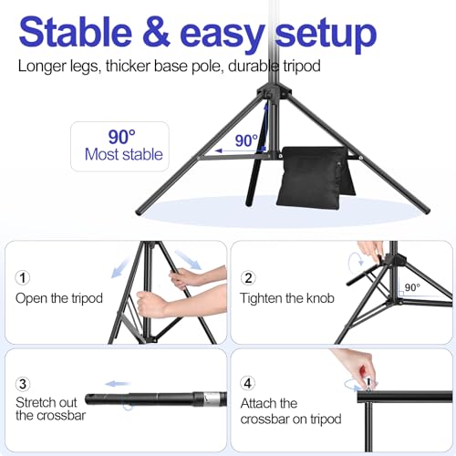 EMART 10x9.2FT Backdrop Stand, Photo Video Studio Adjustable&Lockable Heavy Duty Background Support System Kit with 6 Backdrop Clamps, 2 Sandbag and Carry Bag for Photography, Parties, Wedding, Video - size: 9.2x10ft