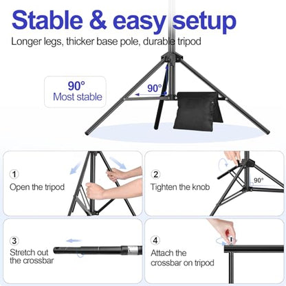 EMART 10x9.2FT Backdrop Stand, Photo Video Studio Adjustable&Lockable Heavy Duty Background Support System Kit with 6 Backdrop Clamps, 2 Sandbag and Carry Bag for Photography, Parties, Wedding, Video - size: 9.2x10ft