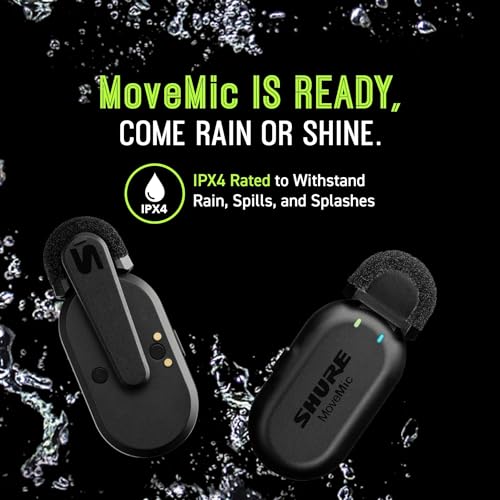 Shure MoveMic Two - Pro Direct to Phone Wireless Lavalier Microphones for iPhone & Android, 2 Bluetooth Mini Mics, 24 Hours Charge, Quick Set Up, IPX4, Compact & Portable Clip Lavs (MV-Two-Z7) - style: Two Channel