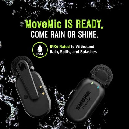 Shure MoveMic Two - Pro Direct to Phone Wireless Lavalier Microphones for iPhone & Android, 2 Bluetooth Mini Mics, 24 Hours Charge, Quick Set Up, IPX4, Compact & Portable Clip Lavs (MV-Two-Z7) - style: Two Channel