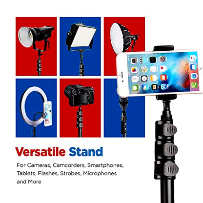 Vidpro ST-90 VentureMaxx Professional 90-Inch Adjustable Stand - Lightweight Tripod Compatible with Cameras Camcorders Smartphones Ring Lights Microphones & More Includes Ball Head & Clamp