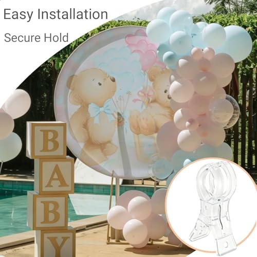 20 Pcs Balloon Arch Clips - Clear Strong Grip Clips for Balloon Arch Backdrop, 1.8 Inch Wide Opening, Reusable Balloon Spring Clamps for Arch Stand Garland Wedding Birthday Baby Shower