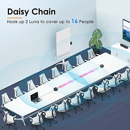 EMEET Conference Speaker and Microphone Luna 360° Voice Pickup w/Noise Reduction/Mute/Indicator USB Bluetooth Speakerphone w/Dongle for 8 People Daisy Chain for 16 Compatible with Leading Software - size: Black Luna for 8