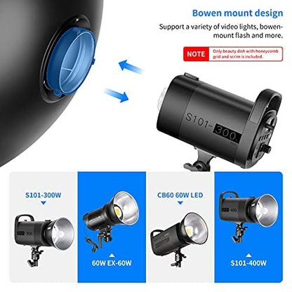 NEEWER 21.6"/55cm Metal Beauty Dish Bowens Mount Reflector with White Diffuser, Honeycomb Grid for Strobe Flash Video Light Compatible with Godox AD600 NEEWER CB60 Q4 Vision 4 S101 Series, NK-NARC22 - style: 21.6"/55cm