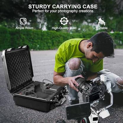 Lekufee Waterproof Hard Carrying Case for DJI RS 4 Mini, Combo, Gimbal Stabilizer, DJI Mic 3/2/Mic Mini, and More Accessories(Case Only)
