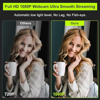 Webcam with Ring Light Microphone - Streaming Web Camera, 1080P Full HD Pro Camera for PC Mac Laptop Desktop, USB Computer Webcam with Privacy Cover and Tripod for Zoom Meeting Skype Teams Twitch - style: Webcam with Light & Cover & Tripod
