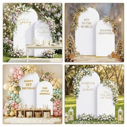 Toolterritary Metal Arch Backdrop Stand and Cover Set of 2, Sturdy 7.2FT, 6FT Party Backdrop Set, Wedding Arch Frame and Cover Set for Birthday, Baby Shower,Christmas, Anniversary - color: White, size: 7.2ft, 6ft