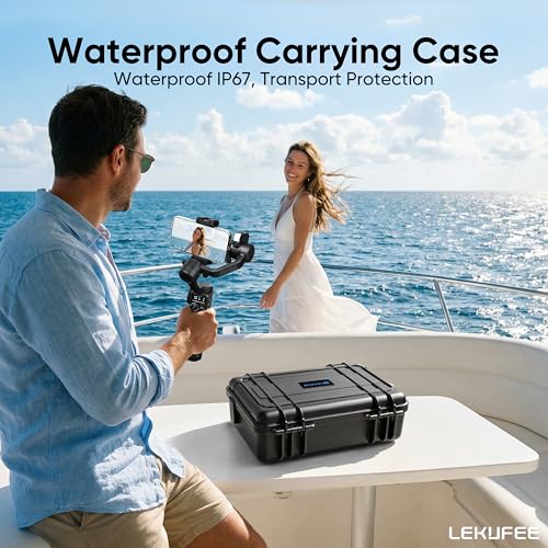 Lekufee Waterproof Hard Carrying Case for GoPro Fluid Pro AI 3-Axis Gimbal Stabilizer, Gopro Hero 13/12/11/10/9 Camera, Mission 1 PRO,Media Mod, and other Accessories(Case Only)