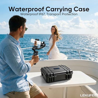 Lekufee Waterproof Hard Carrying Case for GoPro Fluid Pro AI 3-Axis Gimbal Stabilizer, Gopro Hero 13/12/11/10/9 Camera, Mission 1 PRO,Media Mod, and other Accessories(Case Only)