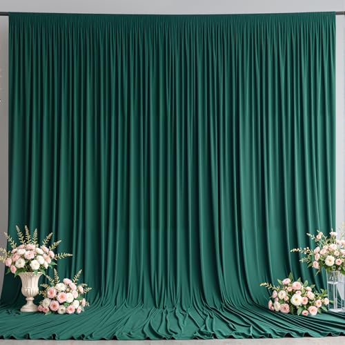 10x10FT Backdrop Curtains with Rod Pockets - Wrinkle Free Photo Stage Backdrop 2 Panels Curtains Drapes for Photography Wedding Party Baby Shower Decorations (Blackish Green) - color: Blackish Green, size: W5' x H10'(2 panels)