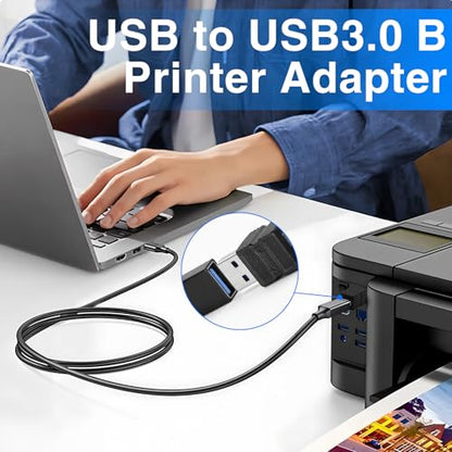 Duttek USB A to USB B Connector Adapter, High-Speed 5Gbps Type 3.0 Male to Type B (MIDI) Male Power and Data Extension Adapter, for Audio Interface, Electronic Piano, Printer, Scanner (2-Pack) - style: USB 3.0 Male to USB B Male Adapter