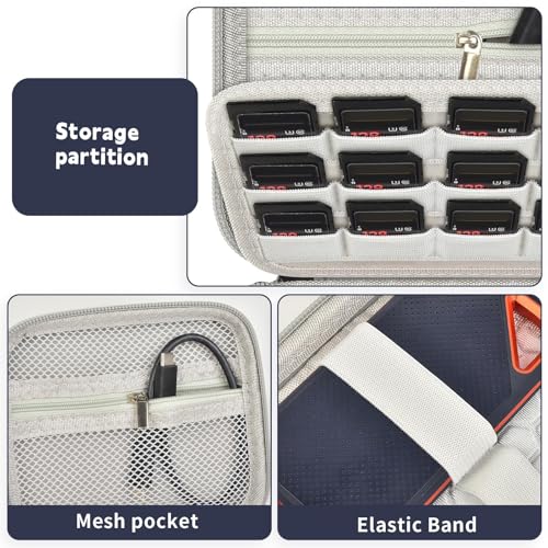 Case for SanDisk Extreme Portable SSD & Extreme PRO, Hard Shell Protective Storage Bag with Carabiner, Fits 1TB 2TB 4TB 8TB External Solid State Drive (Grey, for 2 Hard Drives)