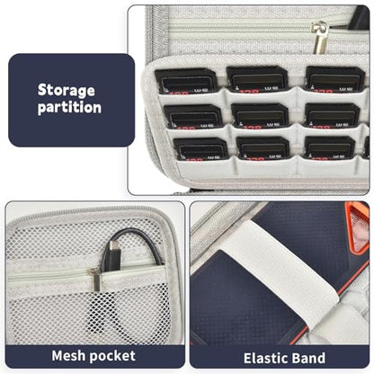Case for SanDisk Extreme Portable SSD & Extreme PRO, Hard Shell Protective Storage Bag with Carabiner, Fits 1TB 2TB 4TB 8TB External Solid State Drive (Grey, for 2 Hard Drives)
