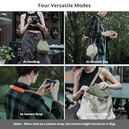 PGYTECH OneGo Drawstring Small Camera Bag, Soft Cute Camera Pouch Handbag compatible with Mirrorless Cameras/Nikon/Canon/Sony/Fuji/Pocket 4 Camera Case - color: Forest