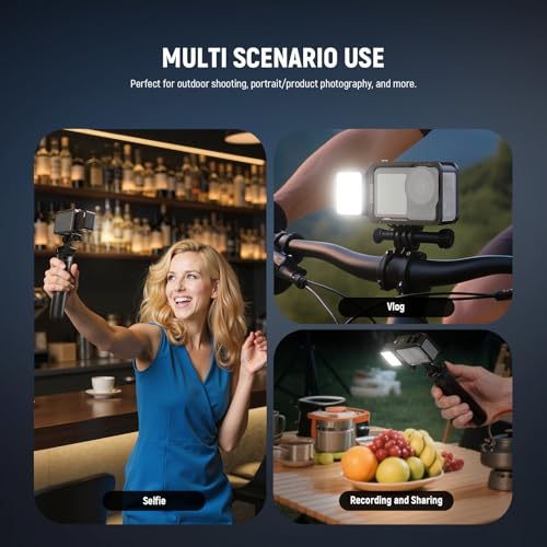 NEEWER Basics M20 Magnetic LED Camera Light Compatible with DJI OSMO Nano Action 3 4 5 Pro Cage NEEWER AC009 PRO Pocket 3 Accessories Expansion Adapter, Plastic Mini Fill Light Attachment 5600K CRI95+