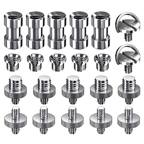 Camera Screw Kit, SDTC Tech 22 pcs D-Ring Quick Release Plate Mount Screw 1/4"-20 and 3/8"-16 Thread Tripod Screw Adapter Converter for DSLR Camera/Monopod/Ballhead/Light Stand etc. - color: D-Ring Kit