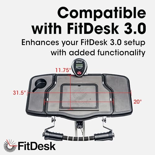 FitDesk Clamp-On Extender for 3.0 Exercise Bike & Standing Desk, Adjustable Laptop Stand, Bike Desk Attachment with Mousepad, Cup Holder & Tray, Fits Up to 17" Laptop, Treadmill Tray