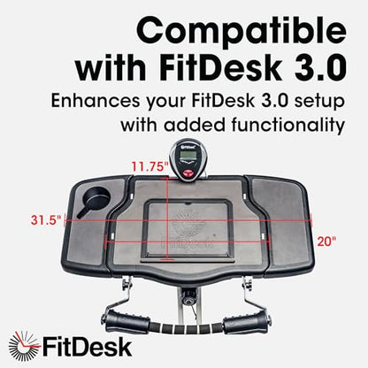 FitDesk Clamp-On Extender for 3.0 Exercise Bike & Standing Desk, Adjustable Laptop Stand, Bike Desk Attachment with Mousepad, Cup Holder & Tray, Fits Up to 17" Laptop, Treadmill Tray