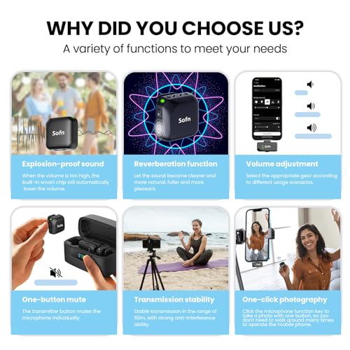 Wireless Lavalier Microphone for iPhone and Android(Lightning & USB-C),Lapel Mini Mic with 3-Level AI Noise Reduction,Wireless Mic with Magnetic Sheet for Video Recording,Vlog,YouTube