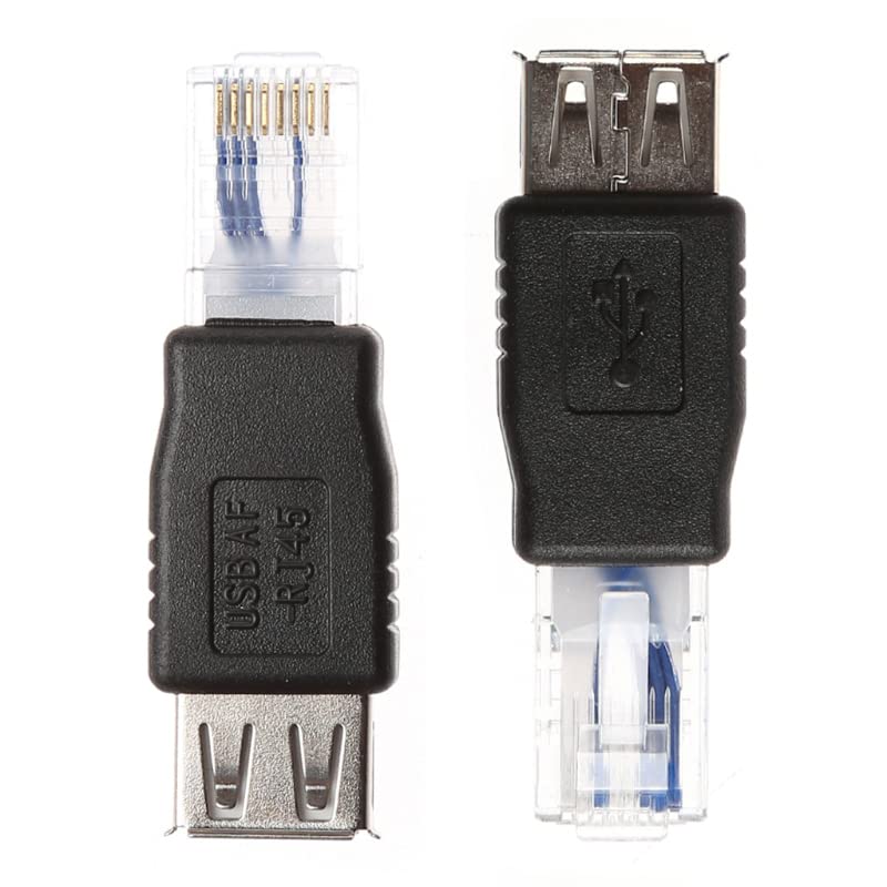 Herfair Ethernet to USB Adapter 2PCS for ADSL Modem/Router/Computer Camera/Surveillance Camera with Network Function - RJ45 LAN Internet Male to USB Female Connector