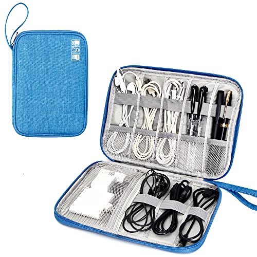 SELLYFELLY Travel Electronics Organizer Portable Cable Organizer Bag for Storage Electronic Accessories Case for Cord,Phone,Charger,Flash Drive (Sky Blue) - color: Sky Blue