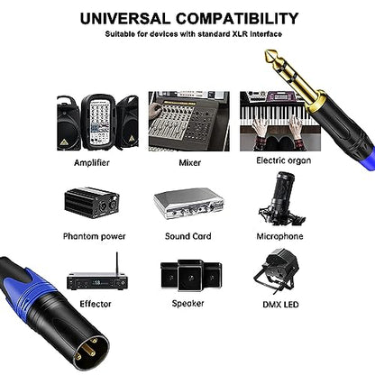 6.35mm Dual TRS to XLR Male Cable for Microphone, Mixer, Amplifier, 6.6FT, Dual1/4 TRS to XLR Audio Cable, Y Splitter Patch Cord, 3-Pinxlr to Dual 1/4 Male Converter Adapter Cable - style: 1PACK-6.6ft-Male