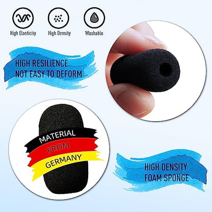 AKSONMN 10-Pack Foam Mic Covers for Wireless Laval.Operations Microphones - 1.4" Ball-Type Windscreen for Clear Audio, Fits Podcasting, Vlogging, Interviews