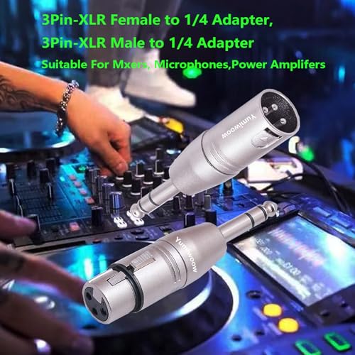 6 Pack 1/4" TRS to XLR Adapter - 3 Pcs 6.35mm 1/4" Male to XLR Male and Female Adapters