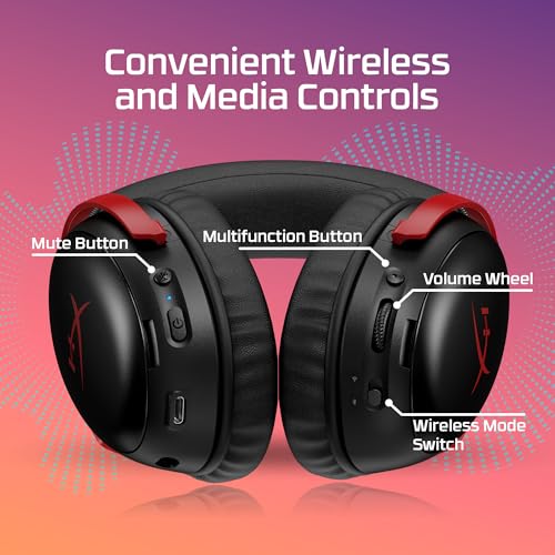 HyperX Cloud III S – Wireless Gaming Headset for Multi-Platform, 2.4GHz, Bluetooth, Battery Life up to 120 Hours 2.4GHz / 200 Hours Bluetooth, 53mm Angled Drivers, Detachable Mic – Black - color: Black