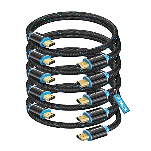 Maximm Hdmi Cable 4K 1 Ft, 5 Pack, Braided, 18Gbps, Hdmi 2.0, Gold-Plated - color: 5 Pack, size: 1 Foot