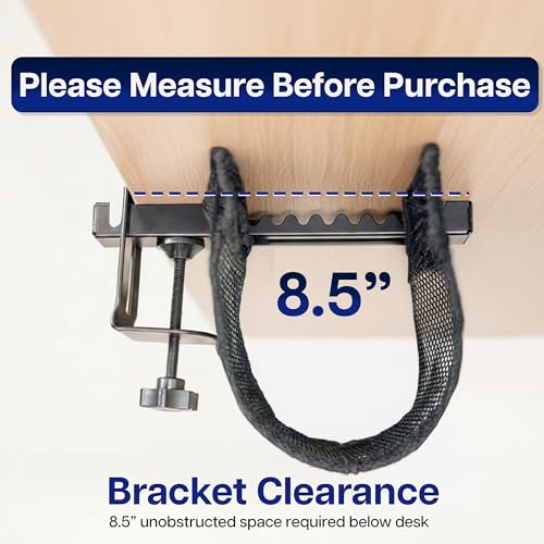 VIVO No Drill Clamp-on 36 inch Mesh Net Under Desk Cable Management Wire Organizer, Adjustable Home Office Standing Desk Cord Storage Sleeve, Black, DESK-AC36MH - size: 36"