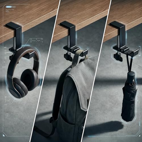Aluminum Alloy Foldable Headphone Stand for Desk , Headphone Holder - Headset Stand Hook Mount, PC Gaming Headset Holder Under Desk Clamp for Office, Computer, Student Class Table, Handmade Table - color: Milky White